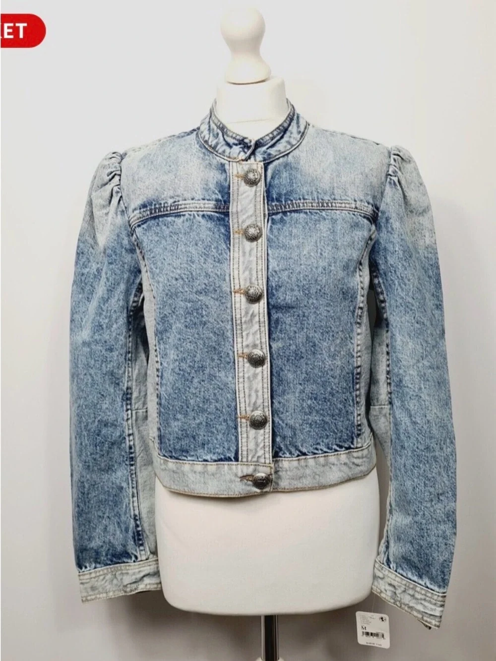 Free People Aubrey Faded Blue Denim Jacket - Picture 4 of 7